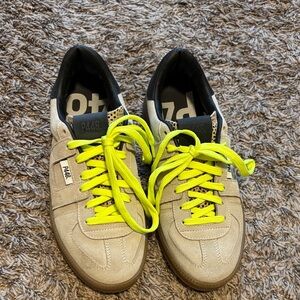 P448 women’s Sneakers with Beige and Neon Yellow Accents